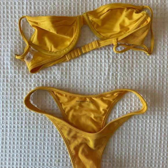 Abercrombie & Fitch Yellow Ribbed Two-Piece Bikini - Picture 3 of 3